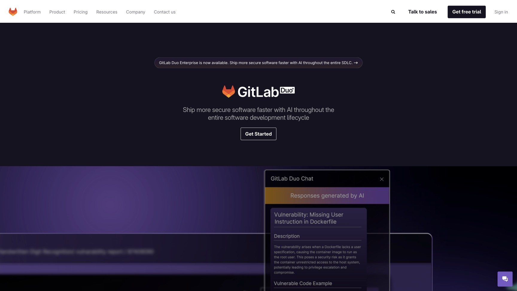 GitLab Duo Chat 产品预览图