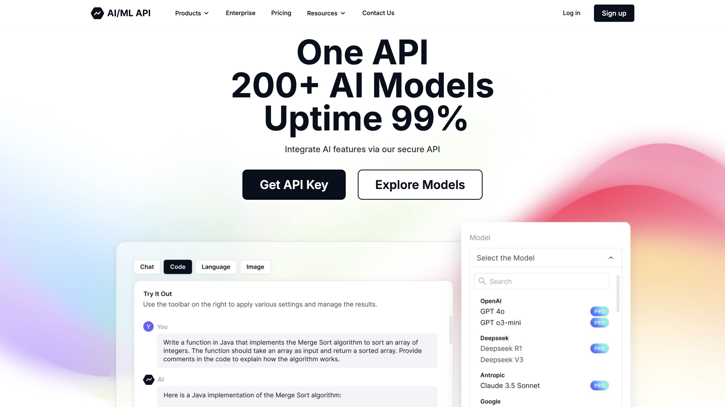 AI/ML API 产品预览图