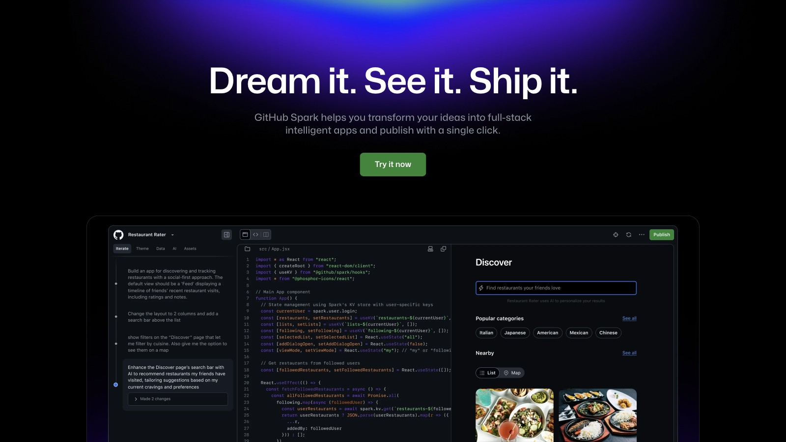 GitHub Spark 产品预览图