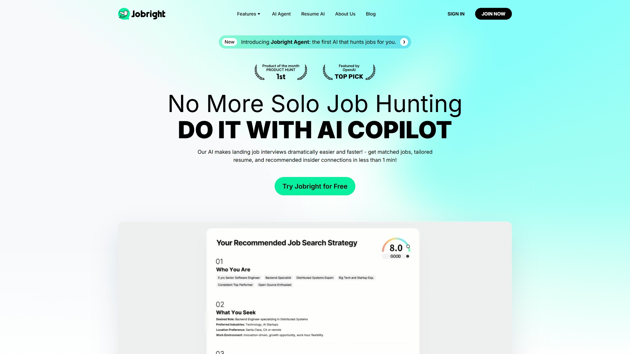Jobright 产品预览图
