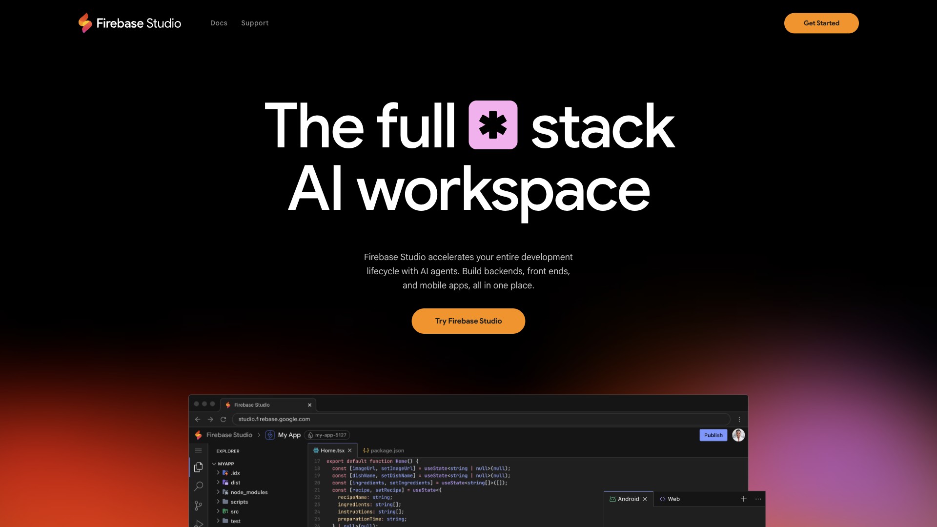 Firebase Studio 产品预览图