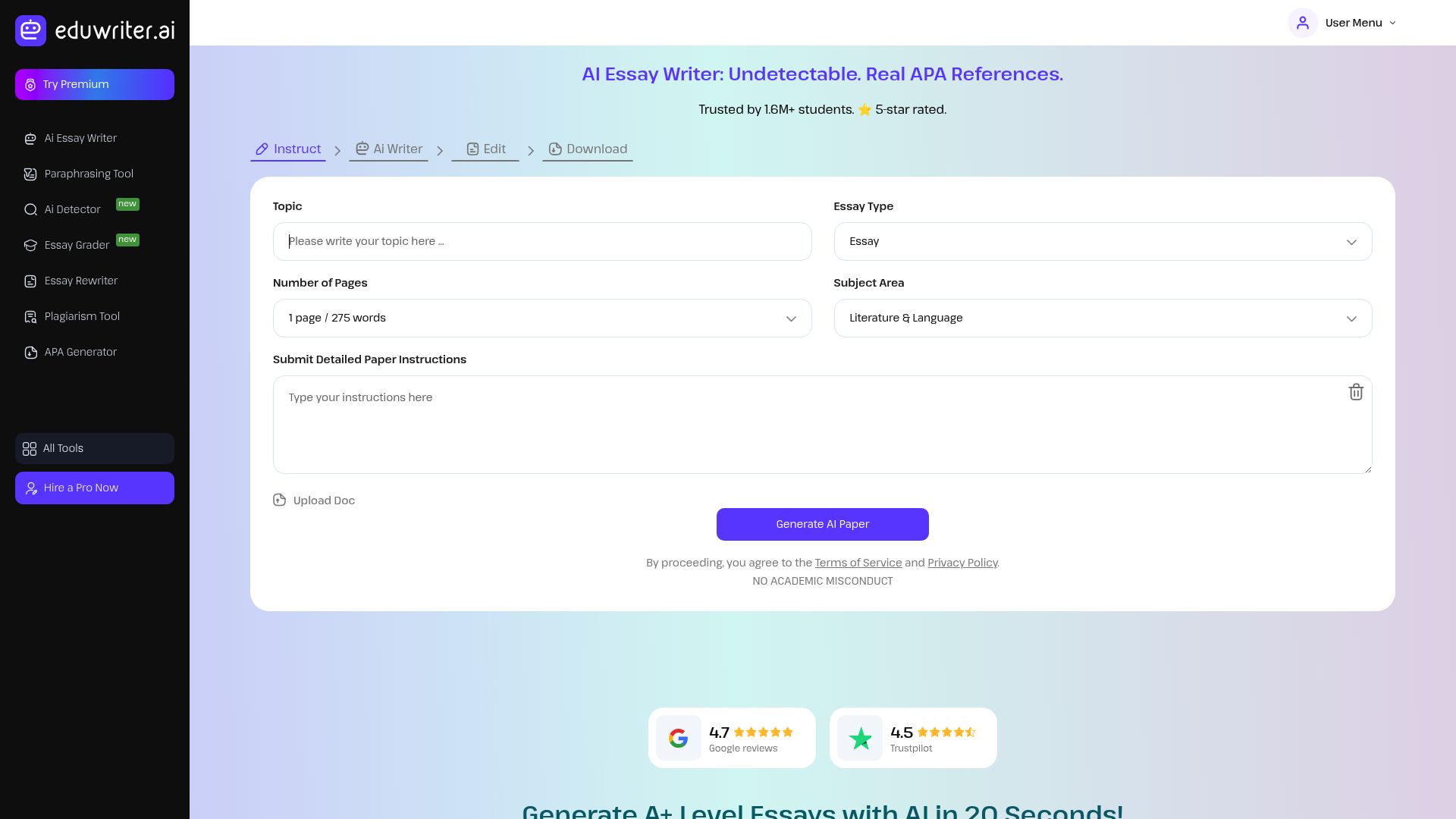 EduWriter.ai 产品预览图