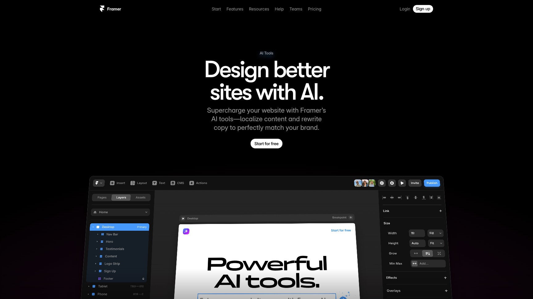 Framer AI 产品预览图