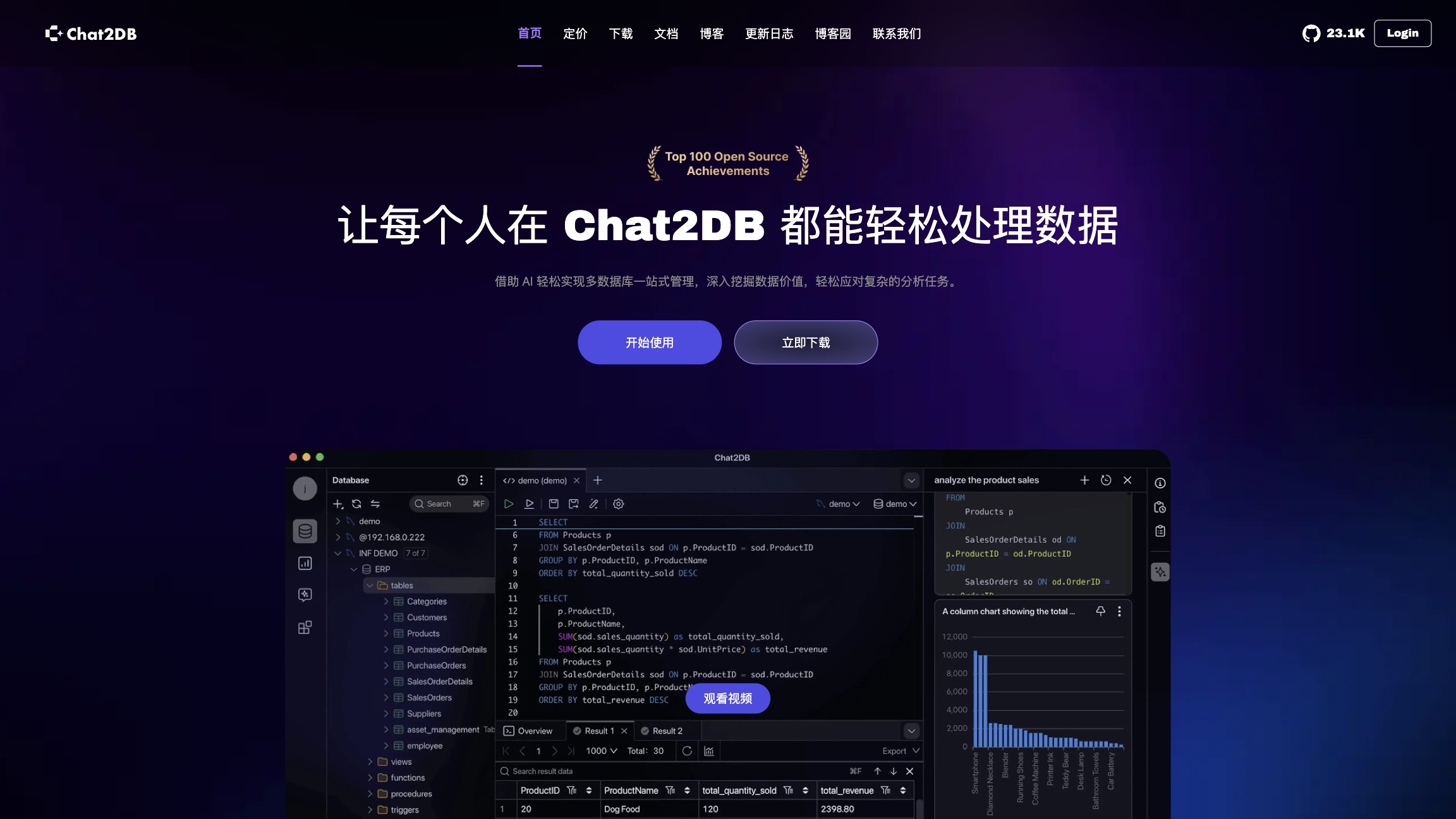 Chat2DB 产品预览图